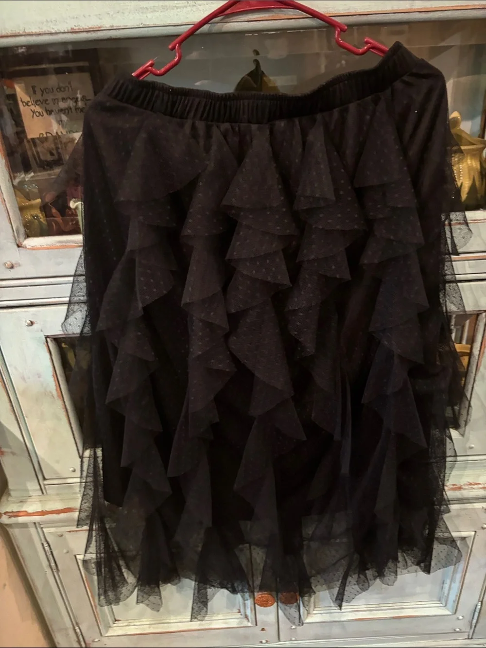 Black Layered Tulle Ruffle Skirt